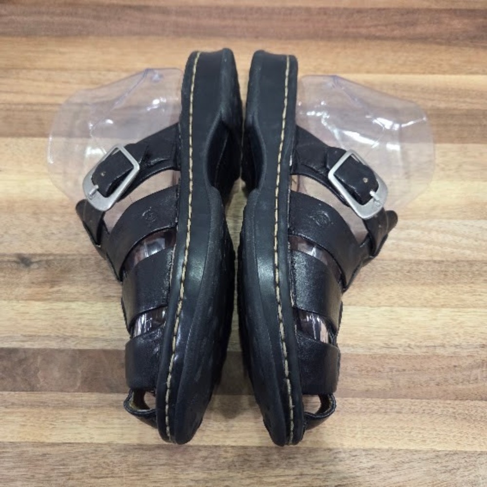 Born‎ Fisherman Sandals Women's Size 6 Black Leather Woven Buckle Slide MJG5 - Picture 7 of 12